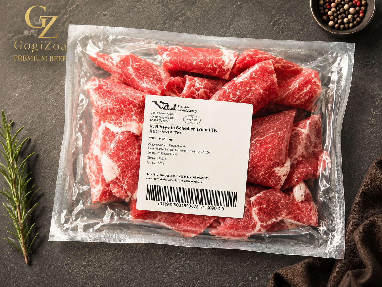 Beef Hochrippe Sliced 2mm/꽃등심 샤브샤브 p.KG